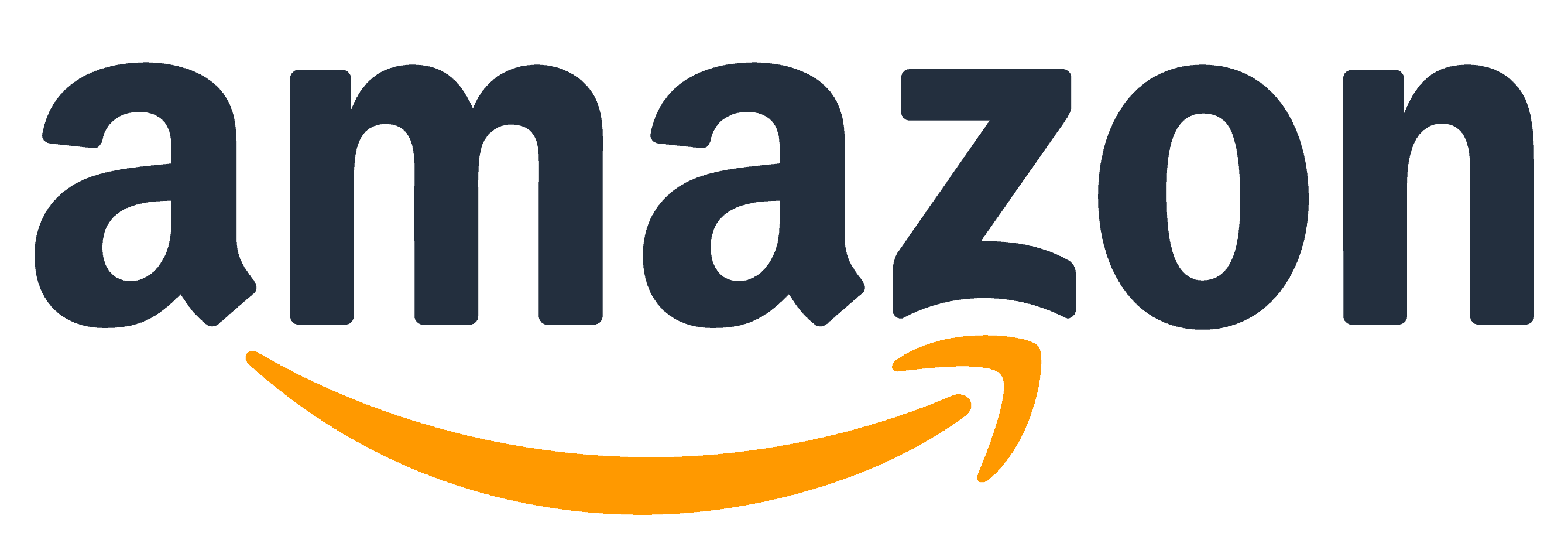 Amazon logo with black text and orange arrow