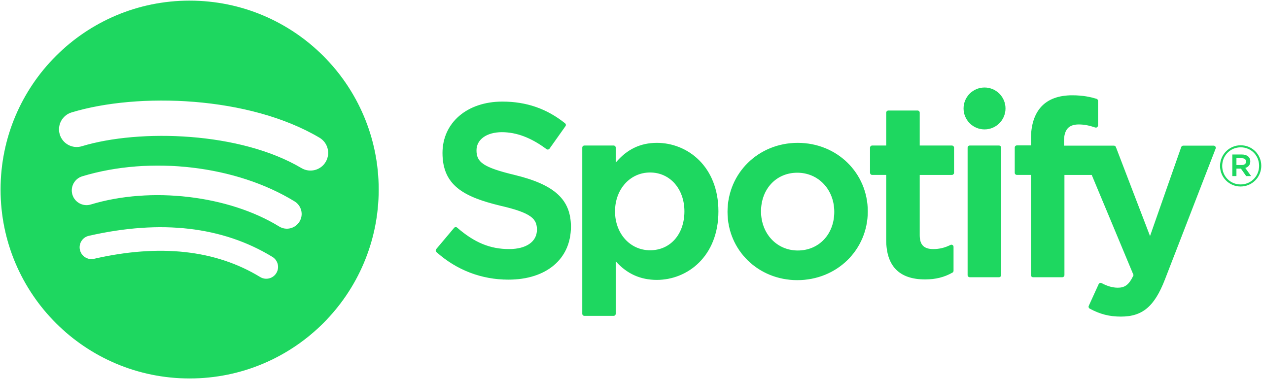 Spotify logo in green on black background.