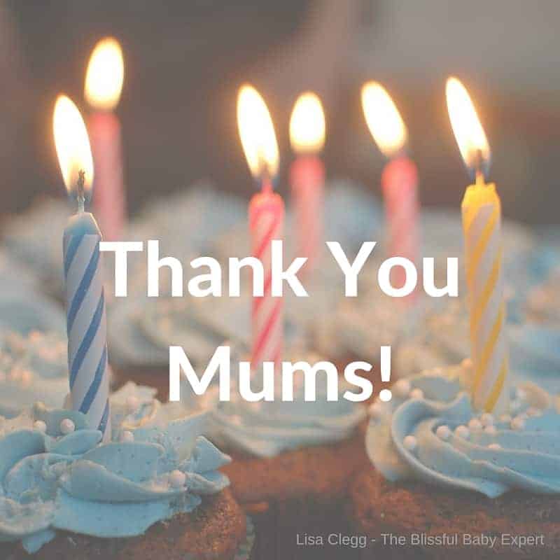 Thank You Mums! Cupcakes with candles.