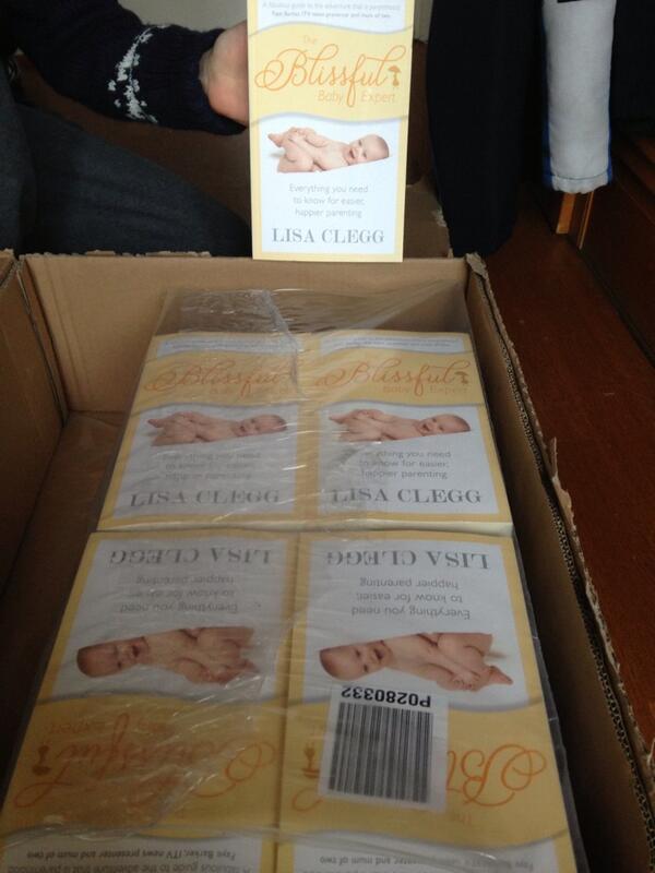 Boxes of baby care books by Lisa Clegg.