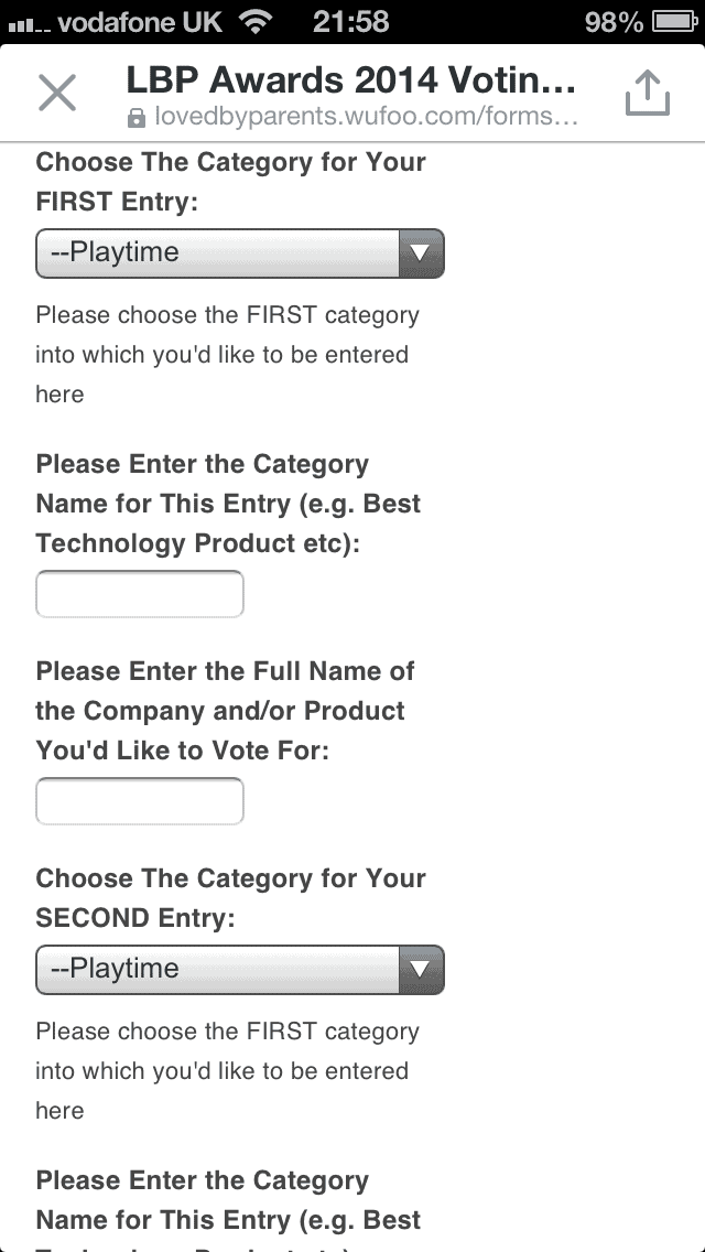 Loved by parents voting form